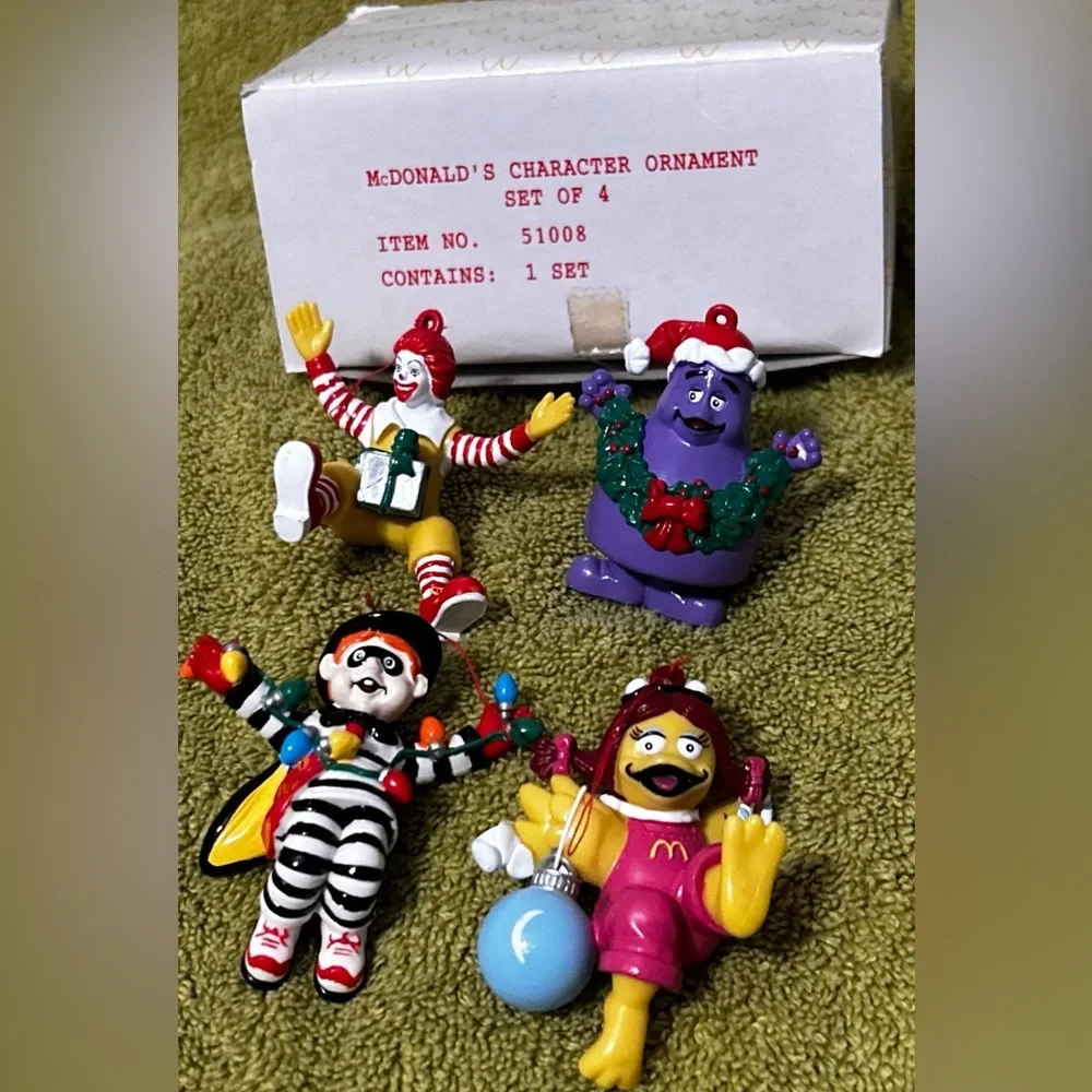 RARE Vintage MCDONALDS 4 pack Christmas Ornaments Ronald Dawn Grimace Hamburgler - Picture 10 of 10